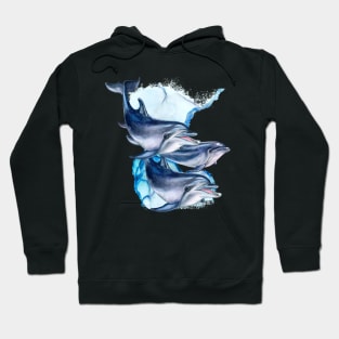 Dolphins swimming Everybody Loves Dolphins and this is a Lovely Dolphin Design Hoodie